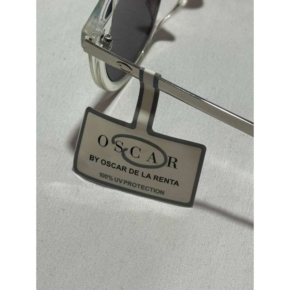 Oscar by Oscar de la Renta Sunglasses Clear Frame Pink Green Mirrored Lenses NEW